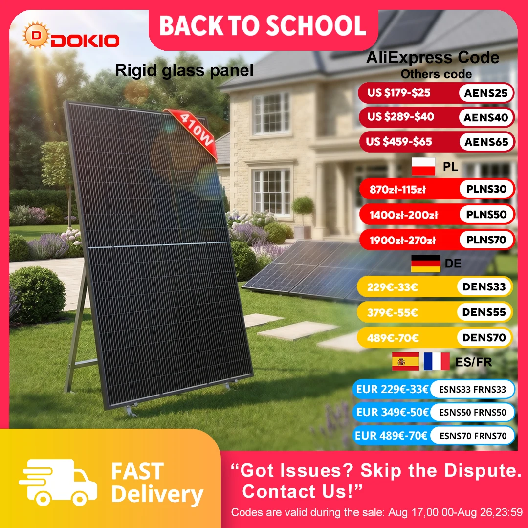 DOKIO 1 Stück 400W-800W Solarmodul Balkon-Kraftwerke Wasserdichte Solarmodule für Zuhause (Wechselrichter Nicht Enthalten)