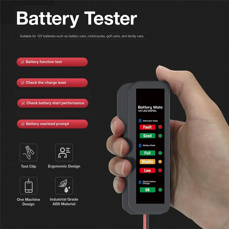 

ABZC-Automotive Battery Checker Analyzer Car Alternator Tester Battery Checker Analyzer To Check Alternator Battery Charging Sys