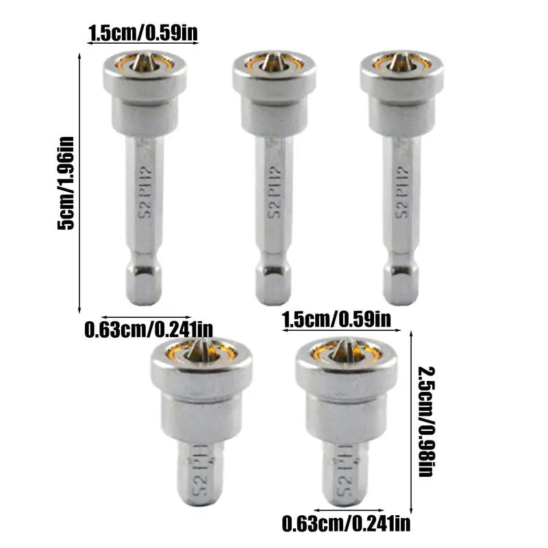High Magnetic Screwdriver Drill Bit Set Anti-Slip Electric Bit Set Of 5 Anti-Slip Shock-Proof Screwdriver Drills For