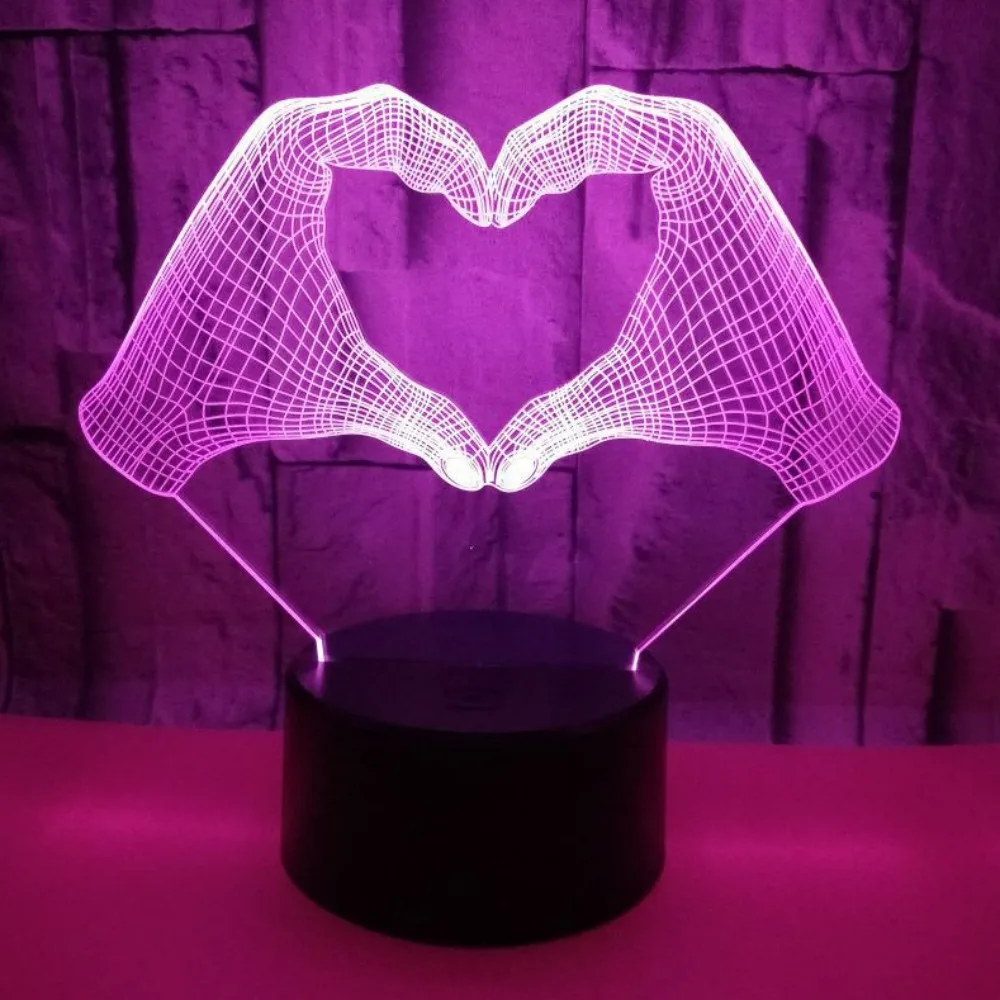 Nighdn Heart LOVE Gesture Night Light 7 Color Changing USB Table Lamp Gift for Women Lover Mother LED Nightlight Room Decor