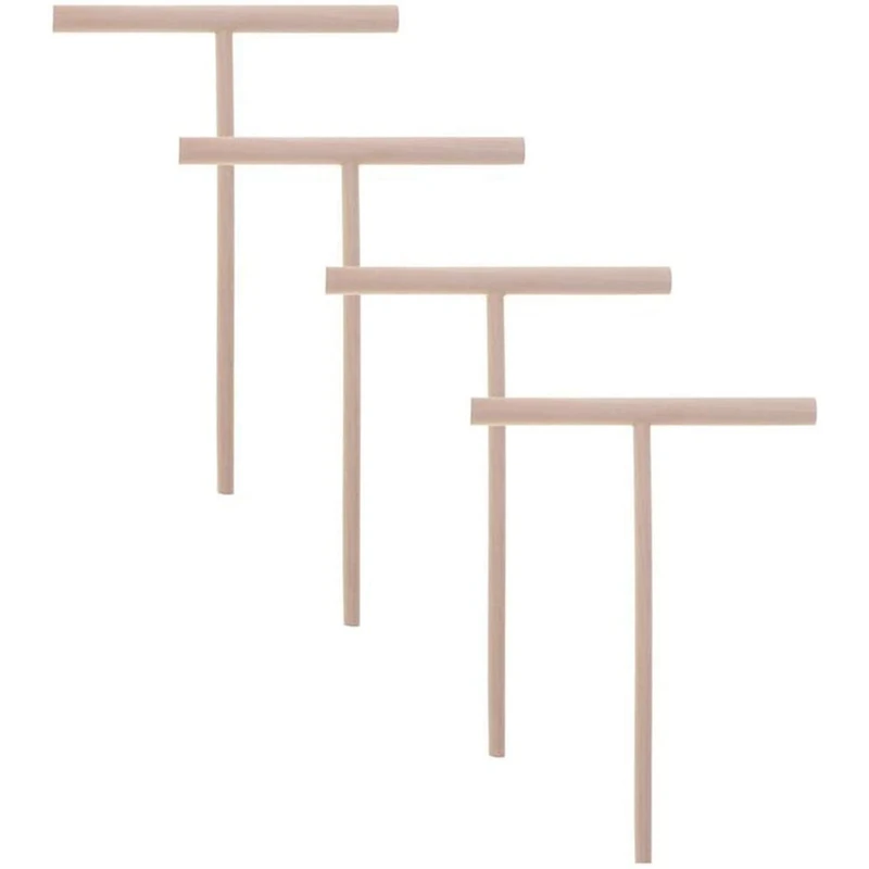 T-شكل فطيرة الخليط خشبية مفرشة عصا ، أدوات كريب لصنع الكريب ، أعلى بيع ، 4 قطعة