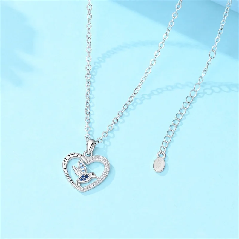 

Hot Sales 925 Sterling Silver Simple Heart Hummingbird Necklace Classic Popular Chains For Women Girls Birthday Jewelry Gifts