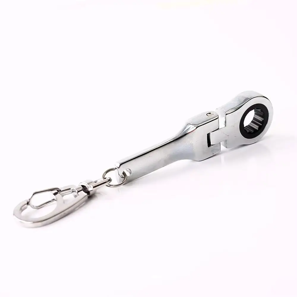 Durable 10mm Ratchet Wrench Metal Adjustable Mini Keychain Keyring Handle Tool Key Chain