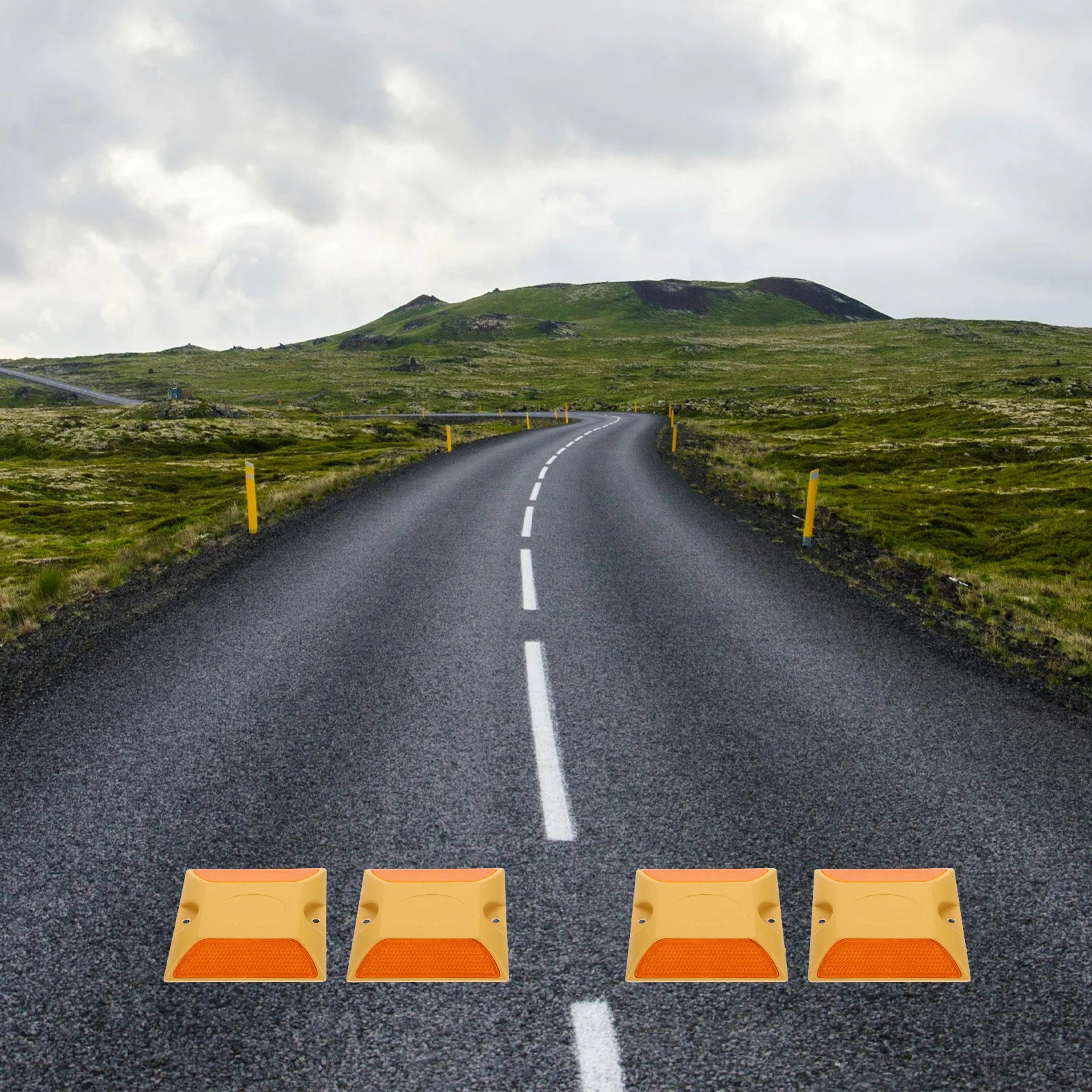 

4 шт. светоотражающие пластиковые дорожные шпильки, долговечные дорожные маркеры, простая установка, отражатели для парковки, маркеры для тротуарной дороги