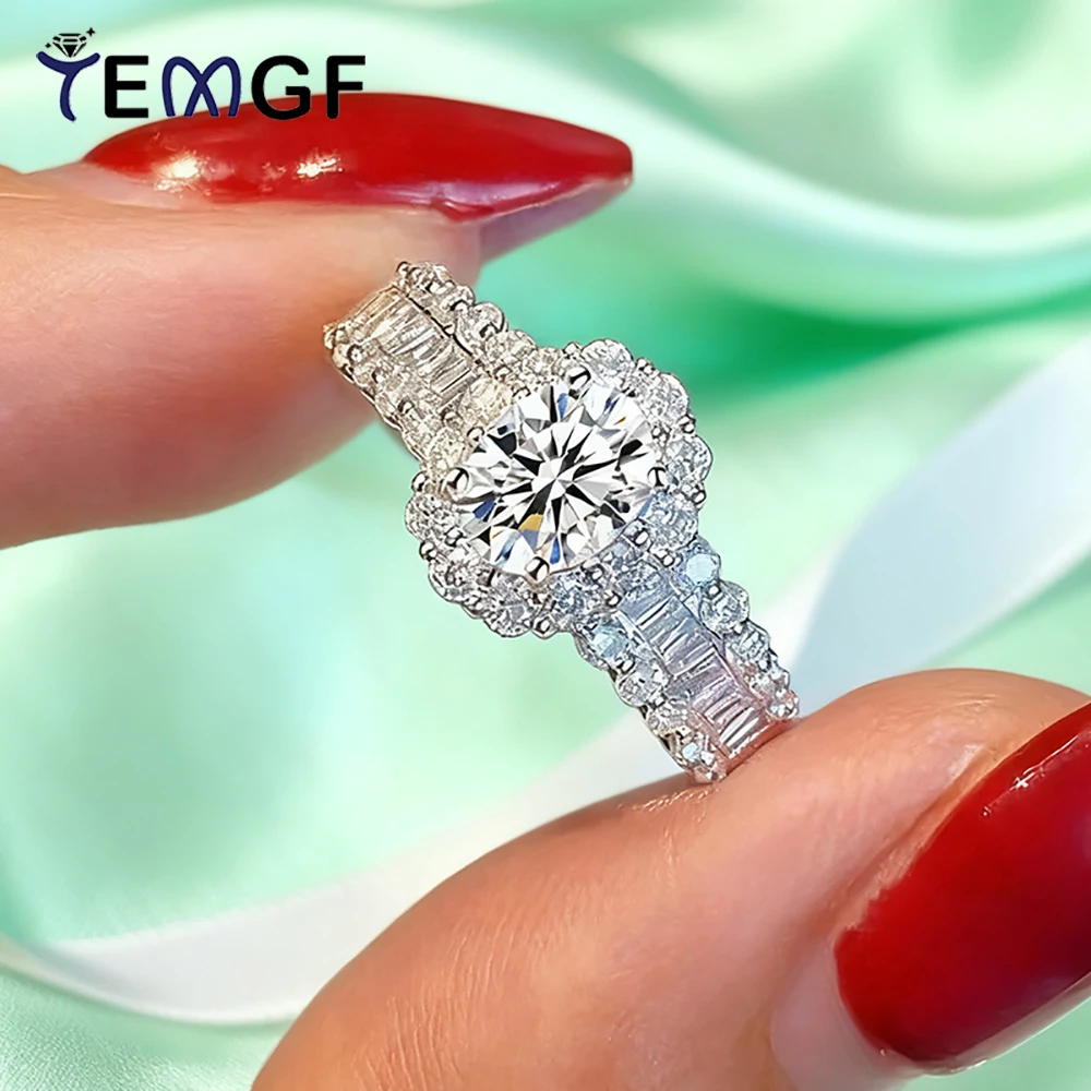 

TEMGF Luxury Wedding Ring 1.5CT Oval Cut Moissanite Ring for Women Bride Sparkling Fine Jewelry S925 Silver GRA Certification
