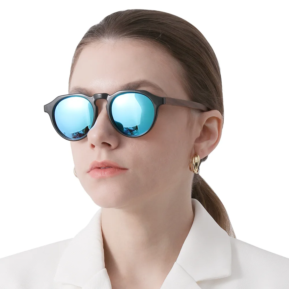 ShinyCoCo люксовый бренд, круглая оправа, поляризационные солнцезащитные очки из бамбука и дерева, ретро маленькая оправа, высококачественные деревянные очки