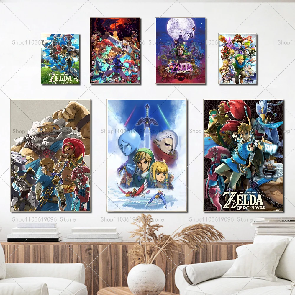 Legend Video Game Zeldas Link Poster Self-adhesive Art Waterproof Paper Sticker Coffee House Bar Room Wall Decor