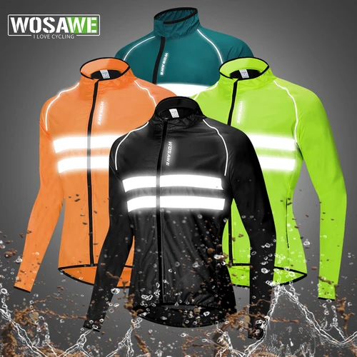 Imagen 1 del producto WOSAWE-cortavientos de ciclismo para hombre, abrigo de manga larga para bicicleta de montaña, Jersey deportivo resistente al agua para exteriores, ropa de ciclismo
