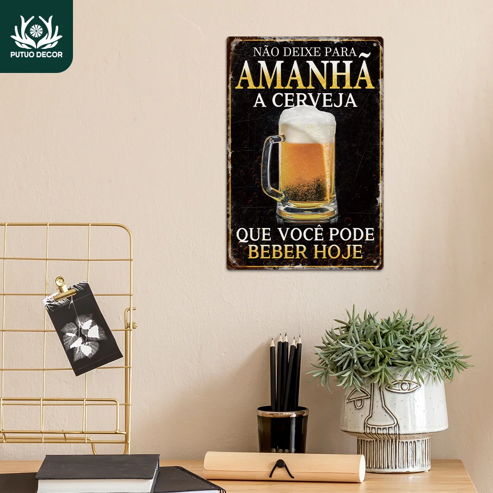 2D Flat Putuo Decor 1 Stück portugiesisches Vintage-Metallblechschild, N Nang DEIX PARA AMANHÃ, Geschenk