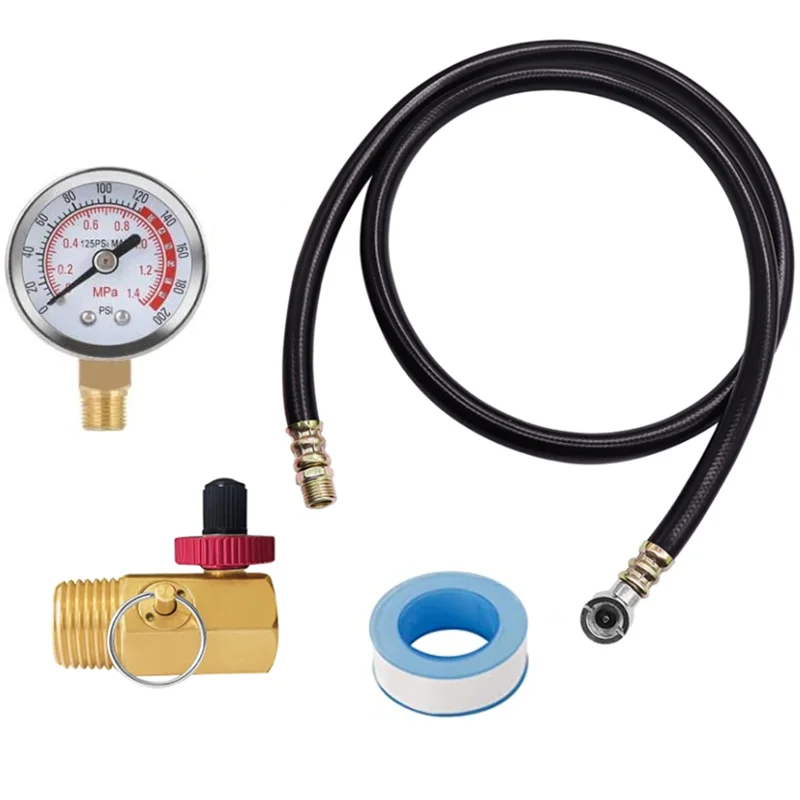 

Air Tank Valve Kit with Gauge, Air Tank Repair Kit Come with 2 Inch Pressure Gauge with 1/8 Inch NPT, 4 Ft Air Hose