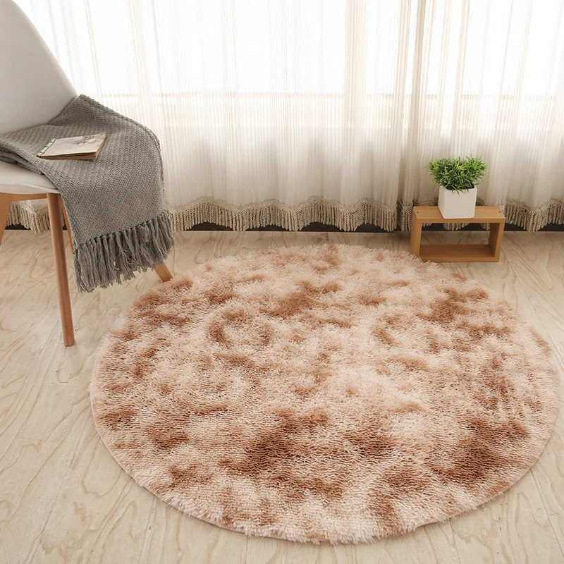 

1.2m Tie Dye Circular Carpet Ins Modern Minimalist Long Hair Computer Chair Floor Mat Gradient Color Bathroom Absorbent Pad