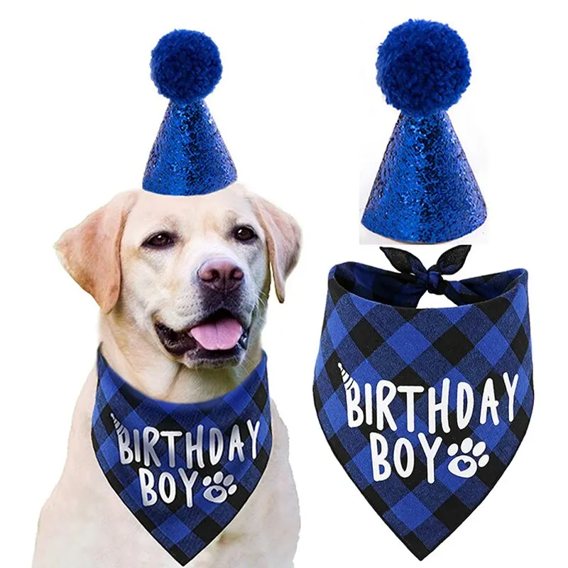 Dog Birthday Party Decoration Set Pet Triangle Scarf Cute Hat Bow Tie Collar Dog Accessory Birthday Decoration Supplies