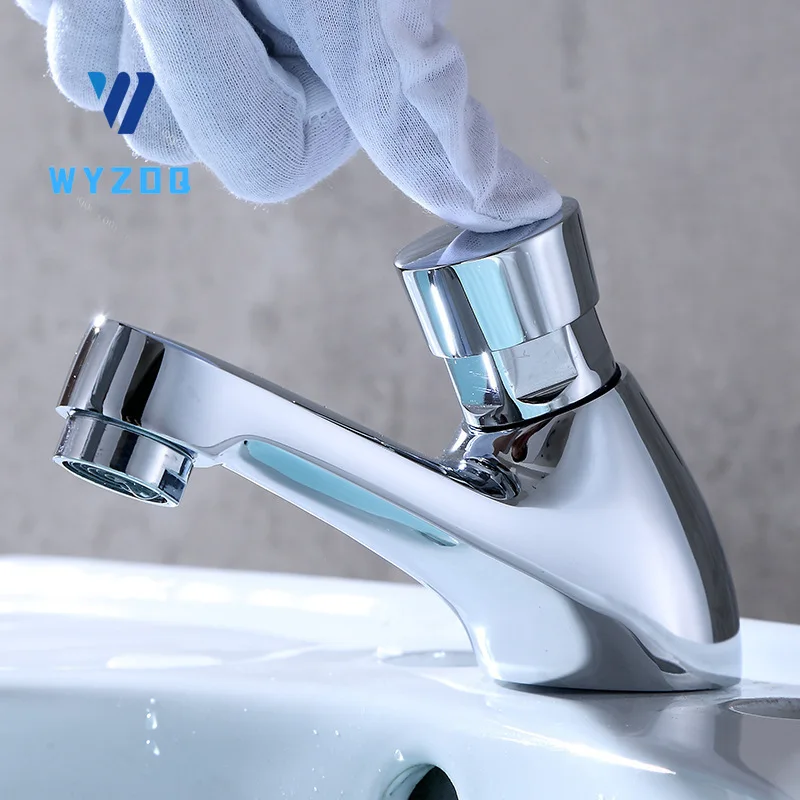 Face Basin Self Closing Water-saving Faucet Bathroom Basin Cold Water Faucet Delay Button Section Faucet Bathroom Accessories