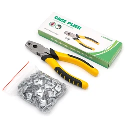 Pet Cage Installation Repair Clamp Chicken Quail Bird Rabbit Clamp Pliers Nail Cage Buckle Clips Plier Nail 300 Nails 1 Plier