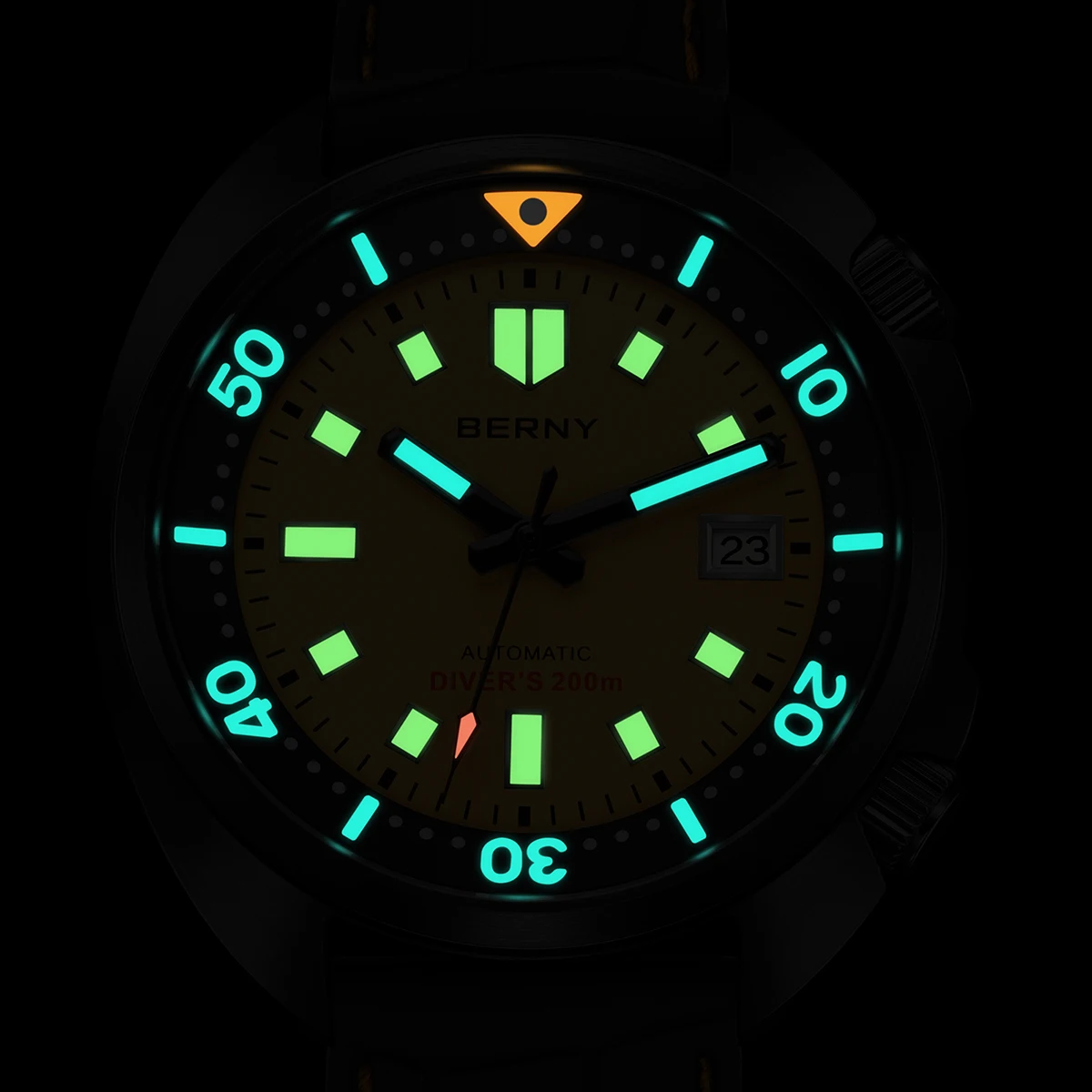 BERNY 20ATM Diver Watch for Men Anti-collision Crown Miyota 8215 Top Automatic Sapphire  Diving Luminous Men's Sports Wristwatch