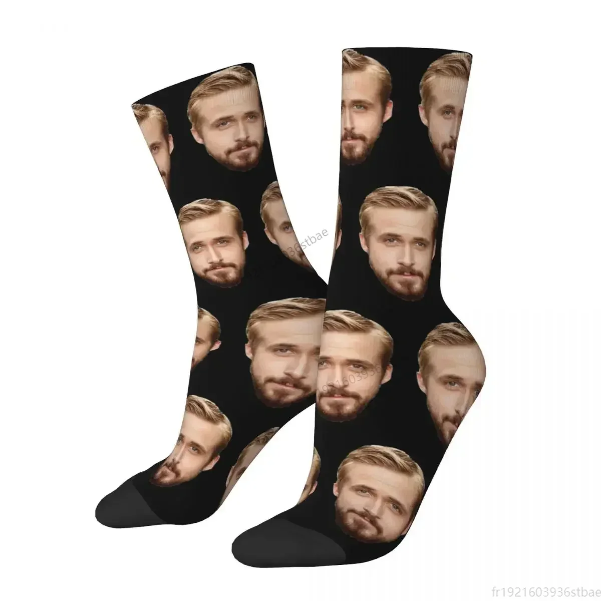 Fashion Ryan Gosling Theme Design Basketball Crew Socks Product All Season Funny Actor Cotton Middle Tube Socks Sweat