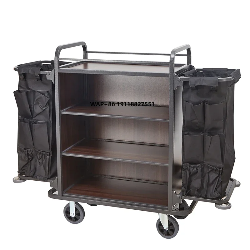Heavy-Duty Hotel Room Attendant Linen Cleaning Trolleys Janitor Housekeeping Cart for Efficient Linen Cleaning