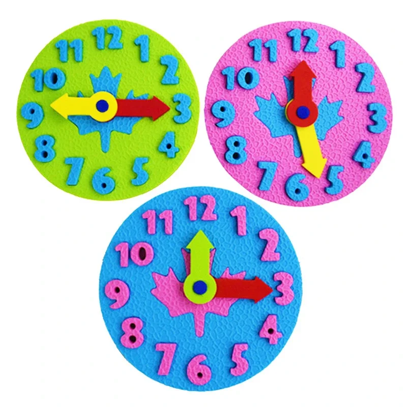 Horloge manuelle d'apprentissage précoce pour bébé, jouets Montessori pour enfants, aides aux maths, école maternelle Fuchsia, bricolage