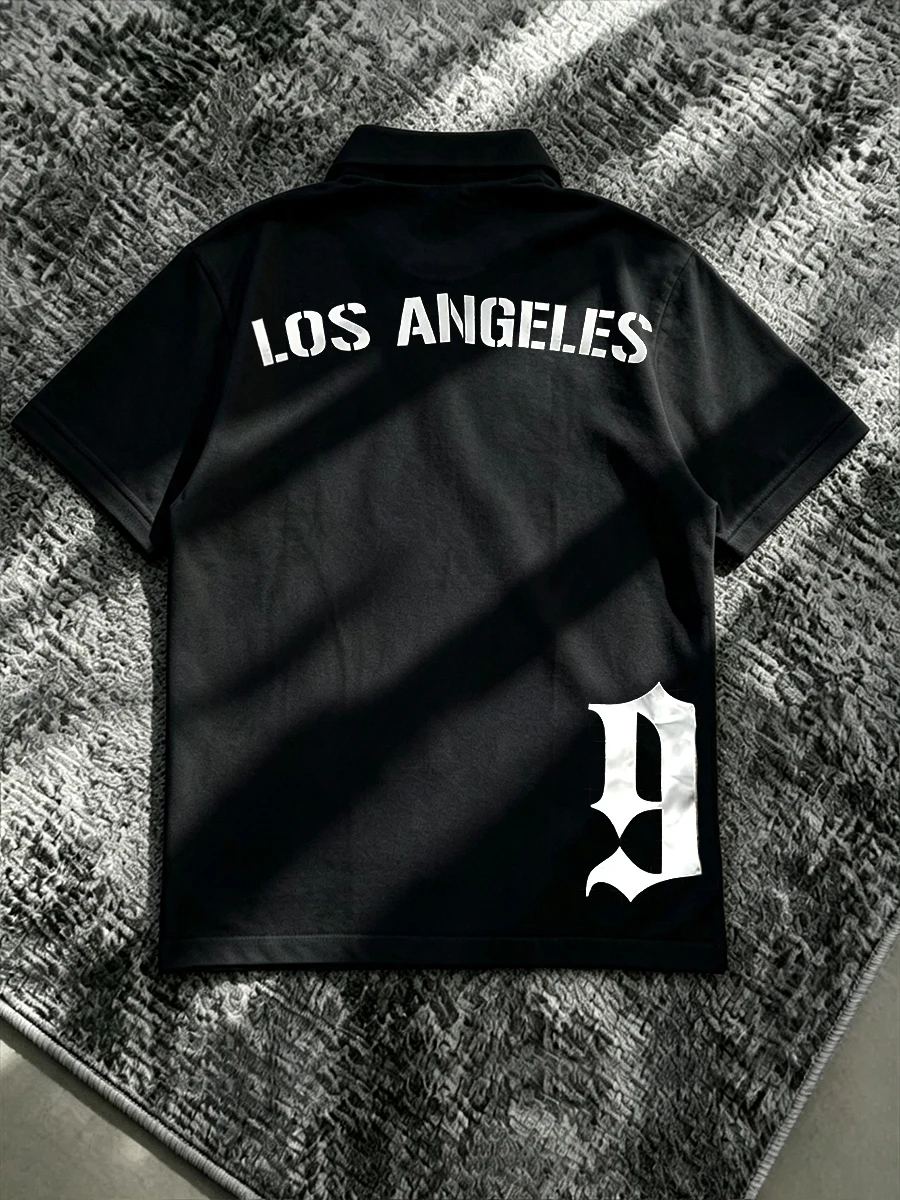 Men's Y2K Goth Letter Graphic Polo Shirt Print Oversized T-shirt Hip Hop Casual Tee Loose Fit  Golf Minimalist and Fashionable
