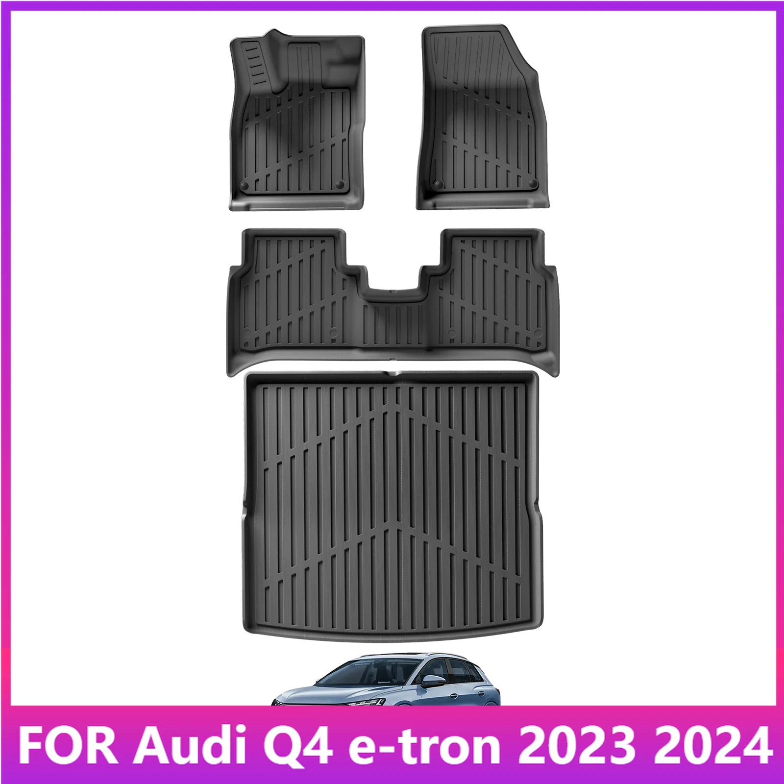 

Коврики для Audi Q4 e-tron 2023 2024, автомобильные коврики, подкладка для багажника, коврик для багажника, 3D коврик для ног, черный