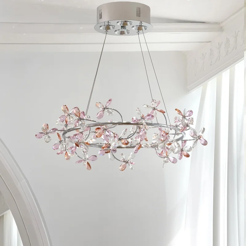 ثريا كريستال فرنسية فاخرة رومانسية غرفة الأميرة غرفة نوم ماستر ضوء الراقية غرفة الطعام كريستال إكليل تركيب المصابيح #4