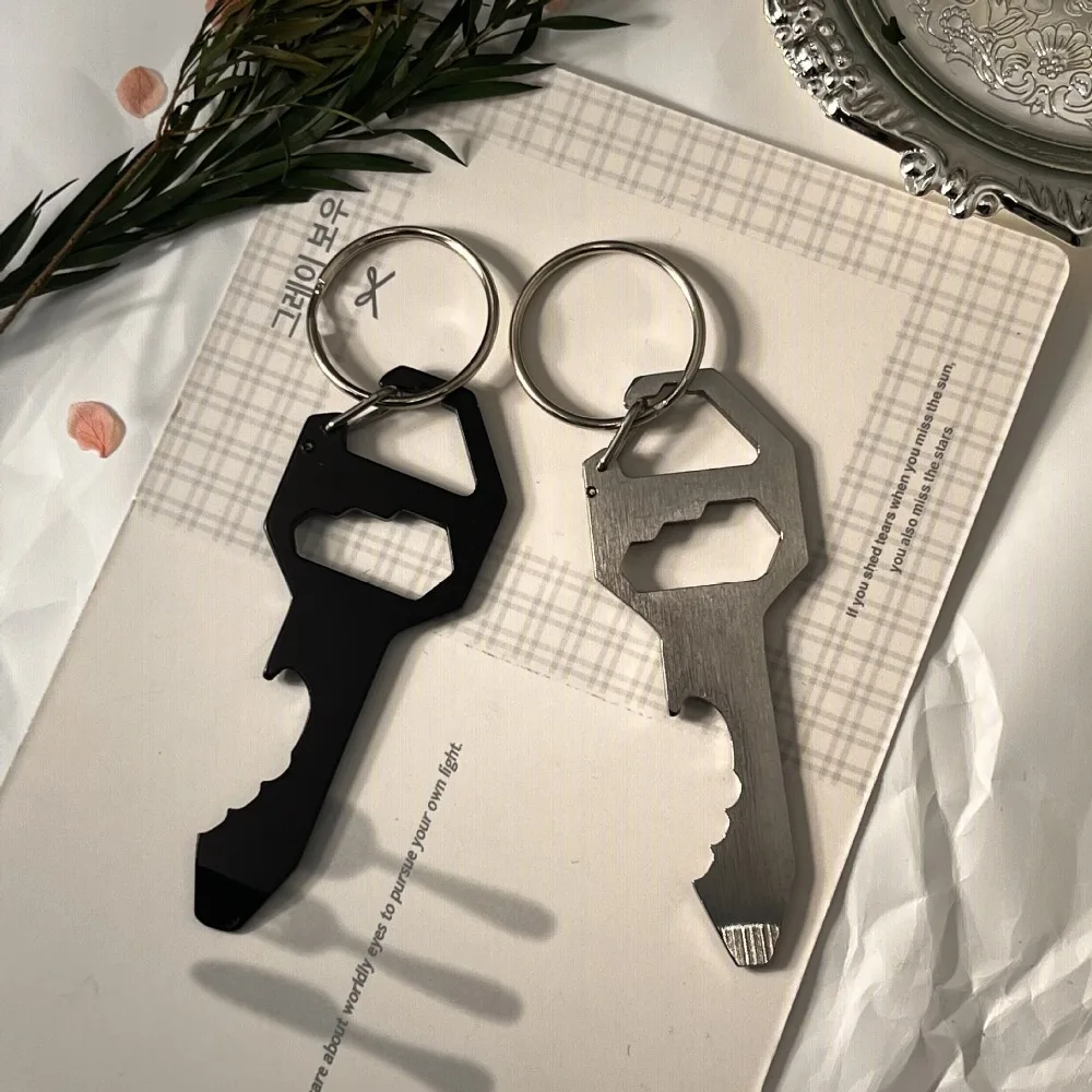 

Fashionable New Type Tool Card Keychain Multifunctional Bottle Opener Key Ring Chain Hexagon Pendant Portable Screwdriver