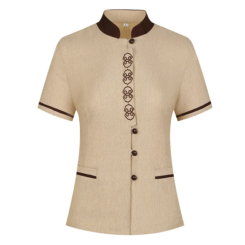 ทําความสะอาดชุดทํางานสําหรับผู้ชายและผู้หญิงทําความสะอาดโรงแรมเครื่องแบบแขนสั้นโรงแรมทําความสะอาดทรัพย์สินทําความสะอาดPASฤดูร้อนเกสต์