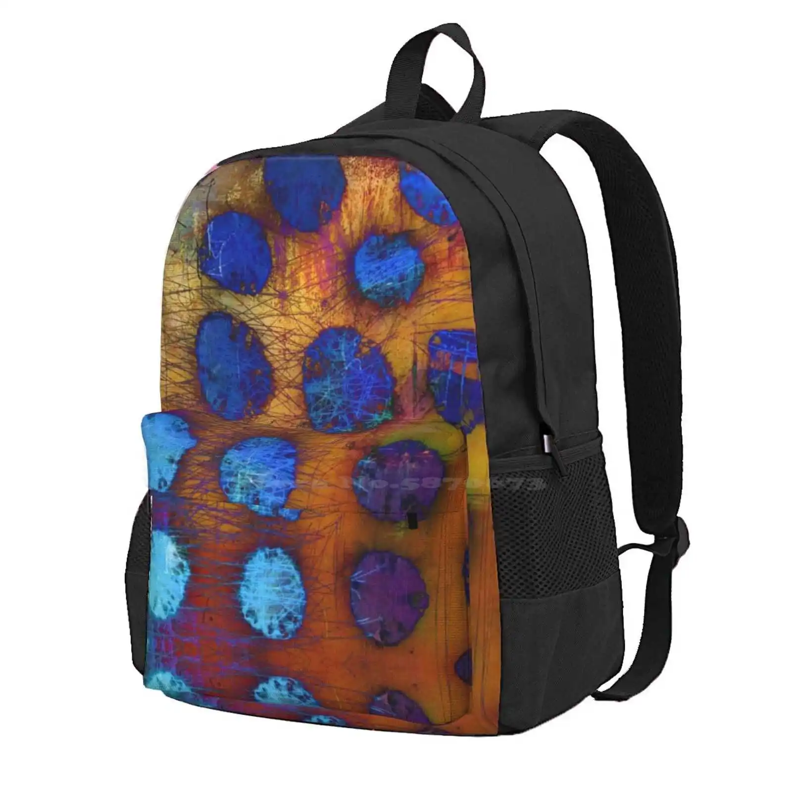 Dark Bubbles Hot Sale Schoolbag Backpack Fashion Bags Ethnic Abstract Art Wear Dreamdots Art Fashion