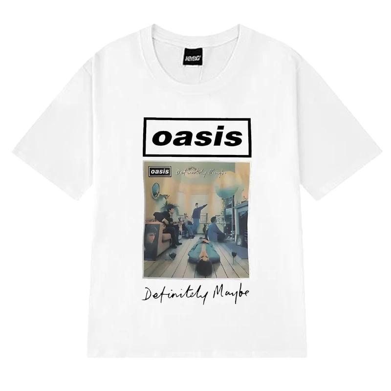 Hot sale O-Oasis Rock Band vintage Graphic T shirt Men Women Hip Hop Casual streetwear Unisex 100% Cotton short sleeve T-shirts