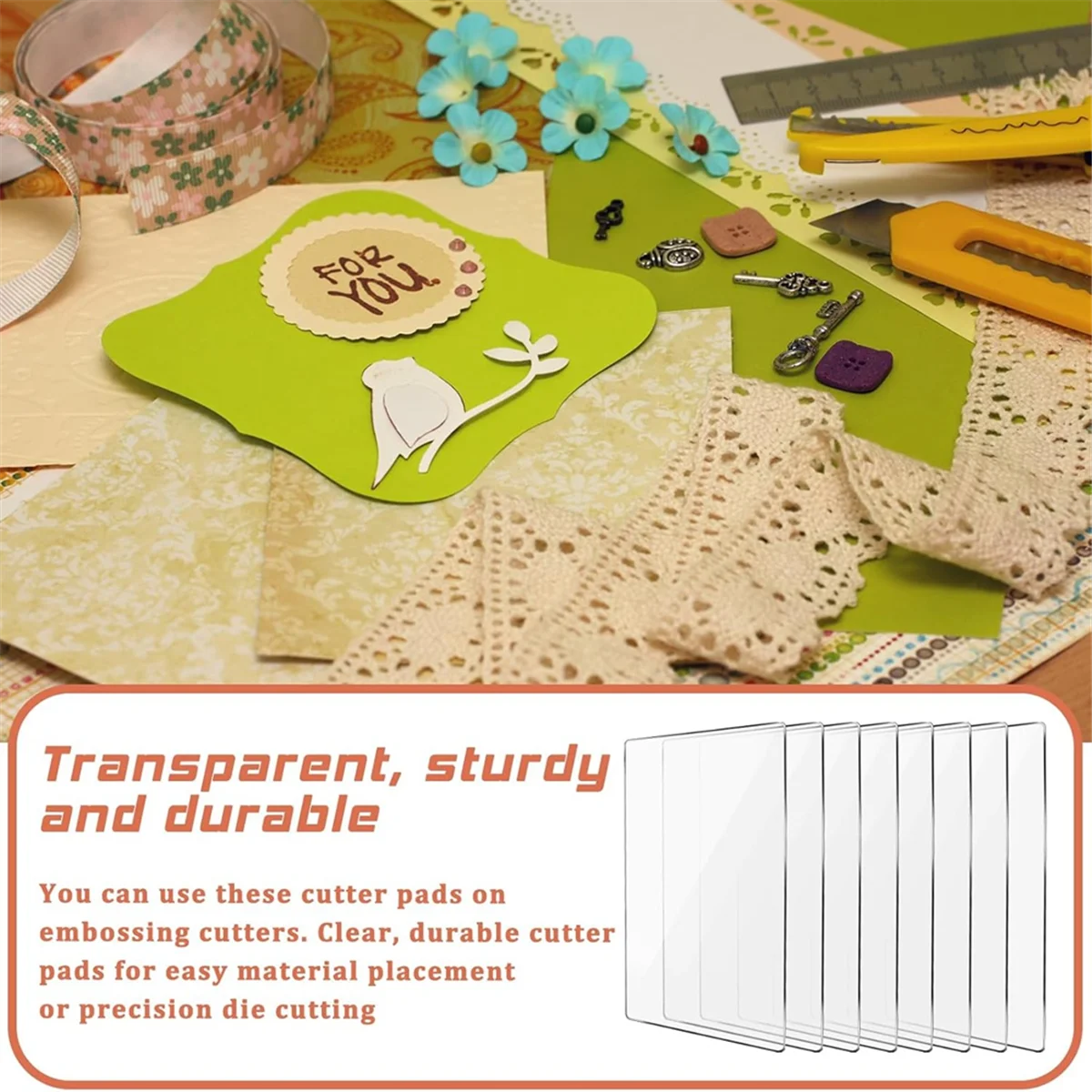 

8 Pieces Clear Acrylic Cutting Pads, 8.7 X 6.1 Inches Clear Cutting Plate Acrylic Cutting Pads for Embossing Crafting