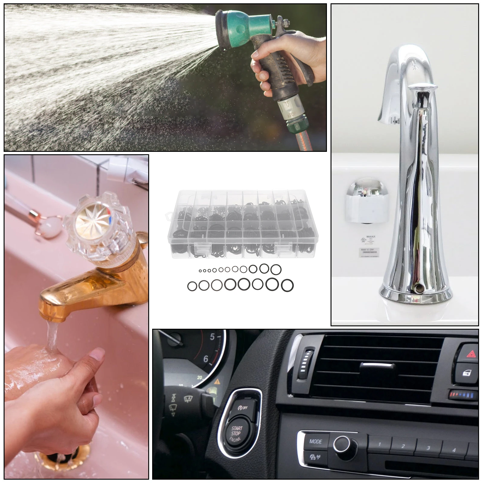 

740pcs Sealing Ring Gasket High Temperature Resistance Multi-purpose Rubber O-ring Set for Car Appliance Home Use