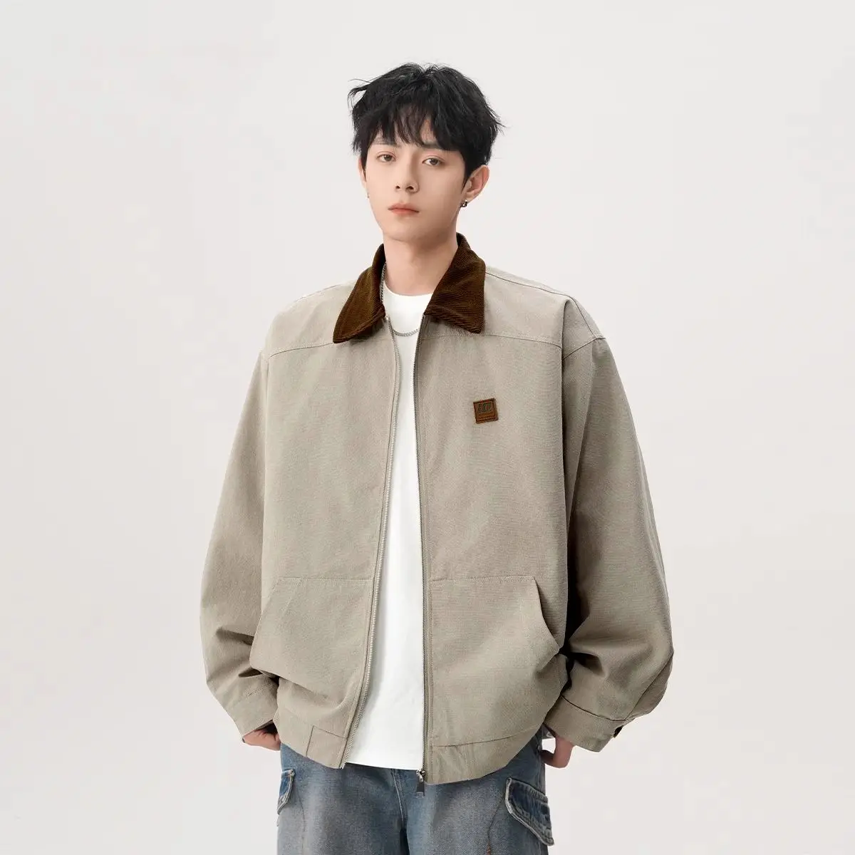 

Американская рабочая куртка из чистого хлопка в стиле ретро, мужская весенняя модная брендовая элитная свободная куртка Cleanfit