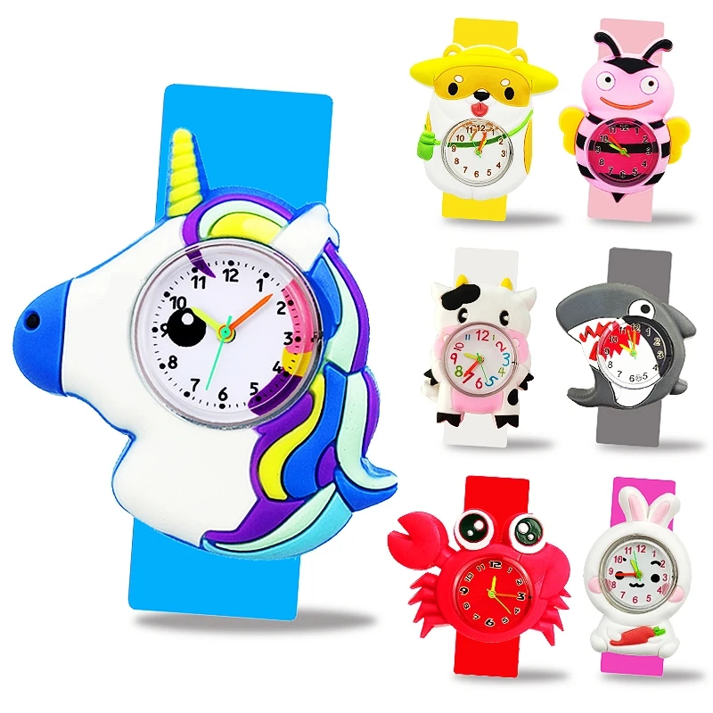 Cartoon Children Watch Baby Learn Time Toy Bracelet Kids Slap Watches Boys Girls Birthday Gift for Kid Aged 1-15