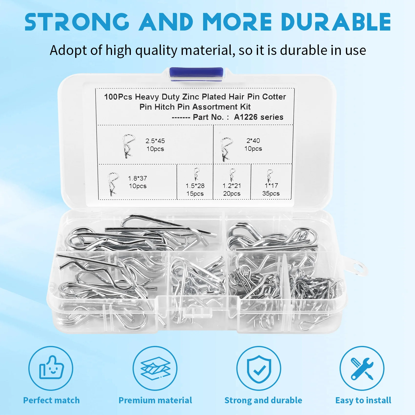 AEA6-100PCS M1 M1.2 M1.5 M1.8 M2 M2.5 Steel R Type Spring Cotter Pin Wave Shape Split Clip Clamp Hair Tractor Pin For Car