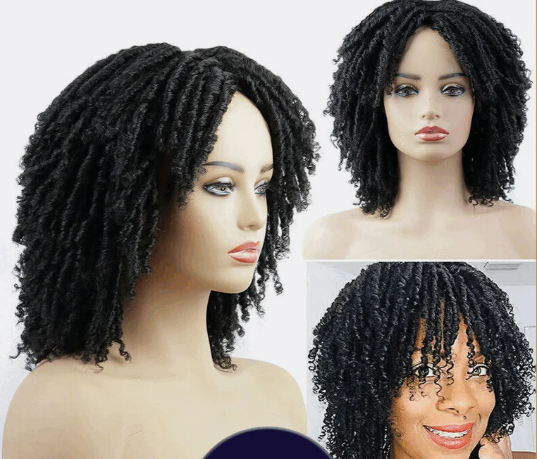 Womens Dreadlock Braids Wigs Crochet Twist/Afro Kinky Curly Wig Natural Looking