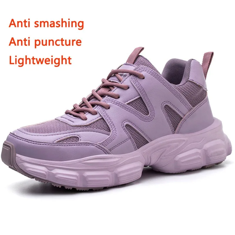 

Women's Protection Safety Shoes Anti-smashing Puncture-proof Men's Lazy Safety Shoes Steel Toe Cap Breathable Work Boots