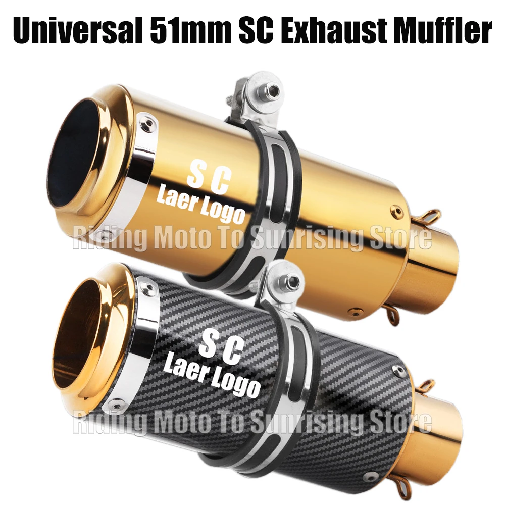 

51mm Universal Gold Color sc Motorcycle Exhaust Muffler Escape for Motorcycle GP-project Racing Pass-through Exhaust Accessories