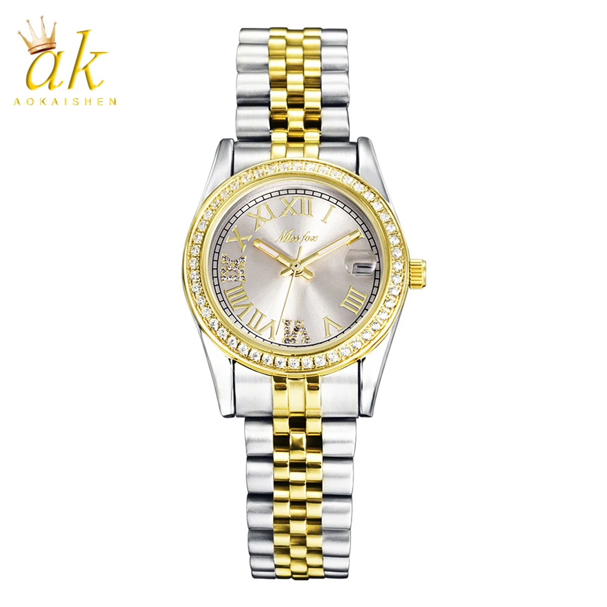 

Aokaishen Quartz Watches With Calendar Gold Business Small Wrist Women Dress Watch Waterproof Wristwatches Gift For Female