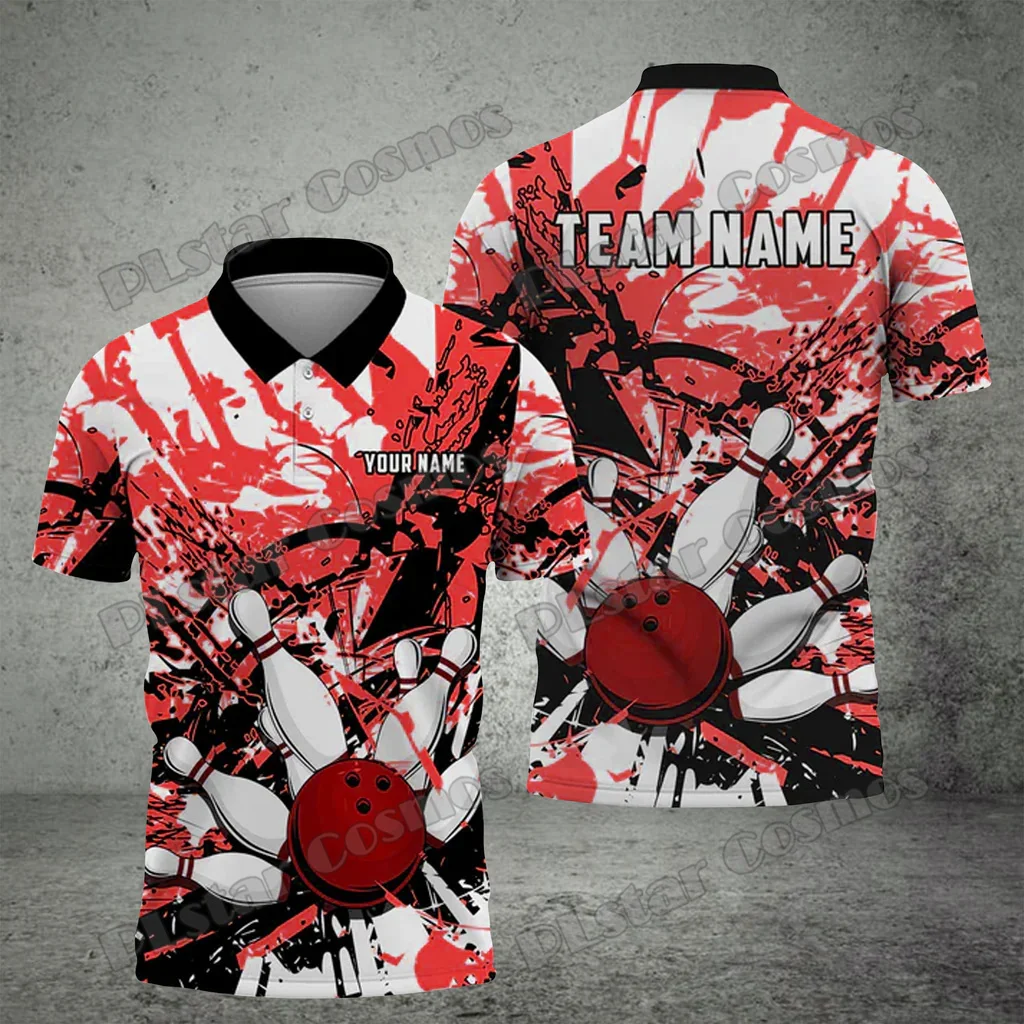 Bowling & Pins Colorful Silk Thread Multicolor Custom Name 3D Printed Fashion Men's Polo Shirt Summer Unisex Casual Shirt POL237