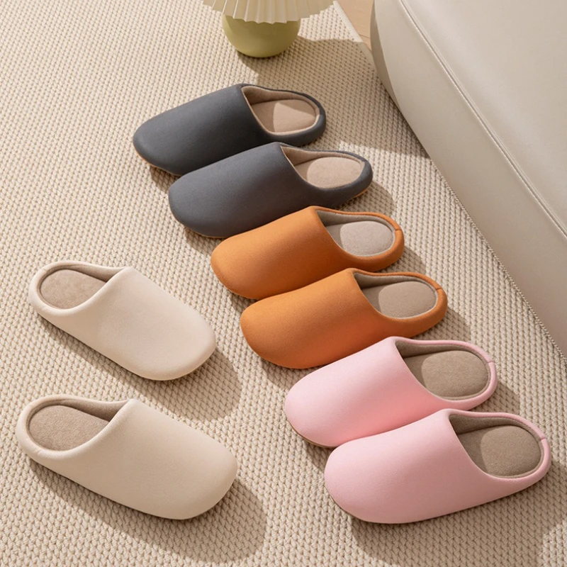 

Silent cotton slippers soft sole non-slip office home indoor wooden floor couple winter slippers