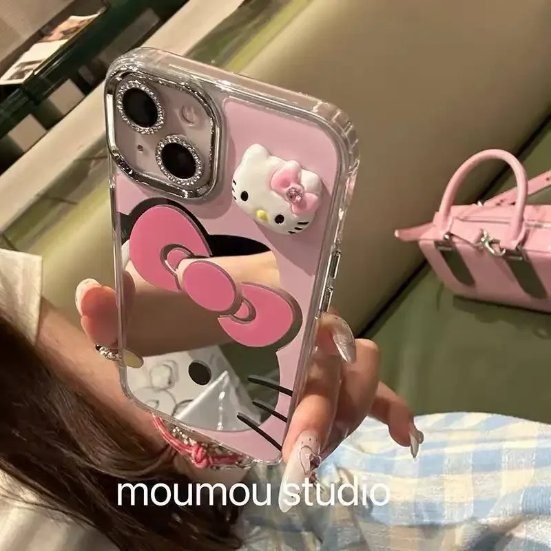 Süße Hello Kitty Anime Kawaii MINISO Anime Ins Fashion iPhone 16 15 pro max Hülle Süße Kt Katze Apple Cover Geschenke für Mädchen