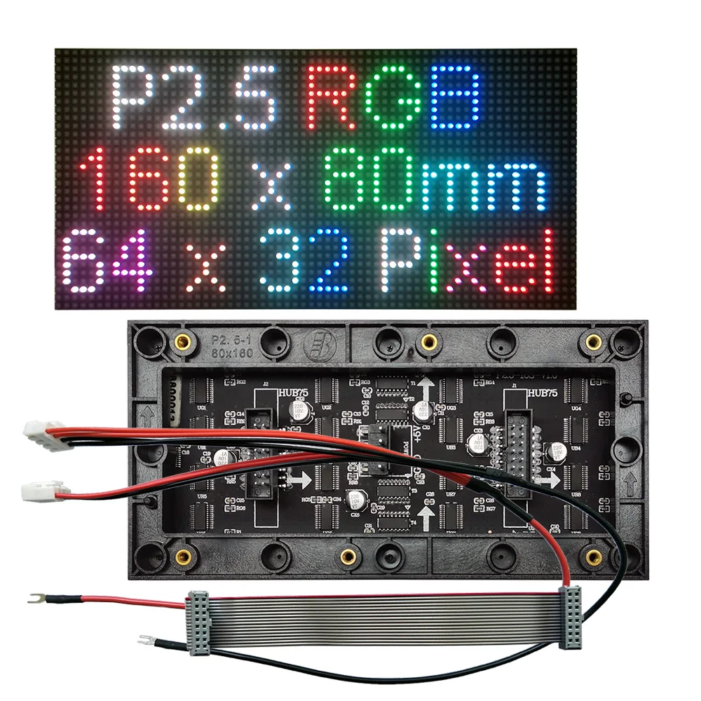 P2.5 Indoor Full Color LED Display Panel,SMD2121 3-in-1 P2.5 LED Matrix P2.5 160x80mm RGB LED Panels.1/16 Scan,HUB75 Interface.