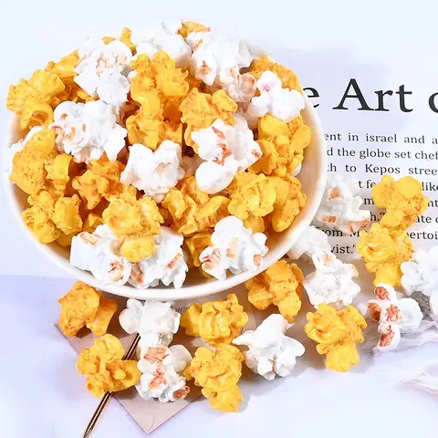 10pcs Simulated popcorn DIY earring accessory material, micro-landscape photography prop, resin edible popcorn accessory
