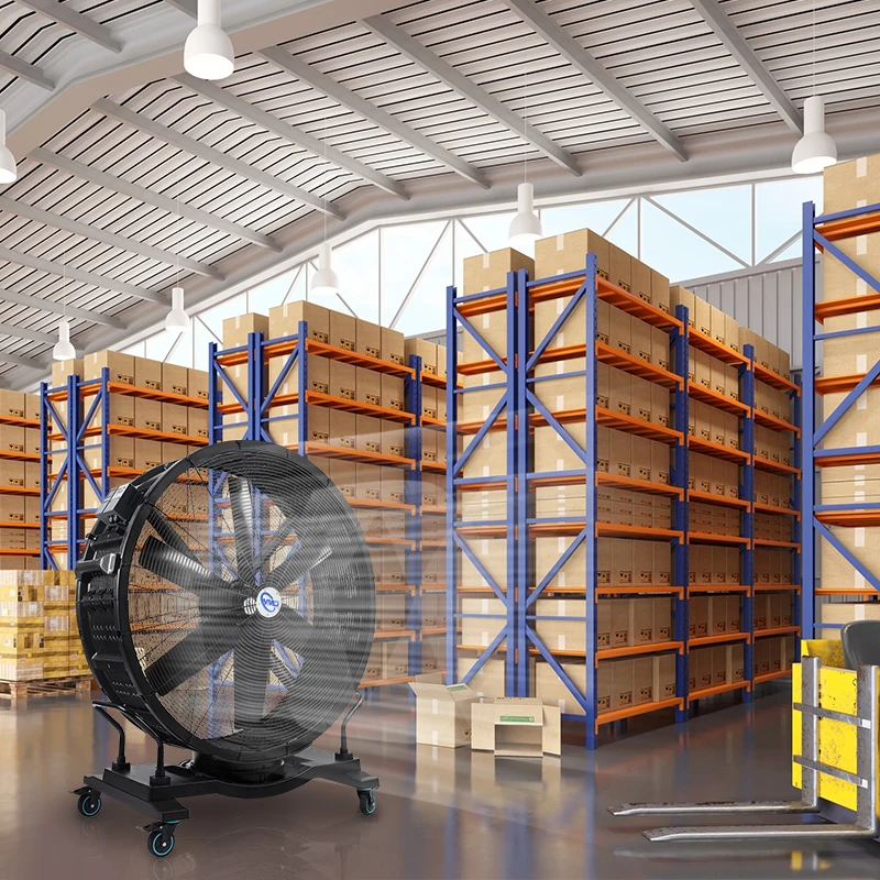 Ventilador de Pedestal Industrial de Alta Potencia HVLS, Ventilador Axial de Flujo de Aire, con Imán Permanente, para Exteriores, 1.28M/50 Pulgadas, 6 Aspas