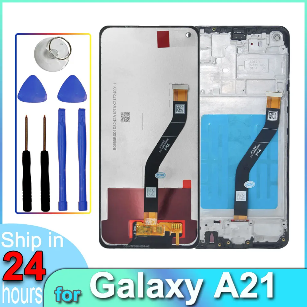 Pantalla LCD Probada para Samsung Galaxy A21, Repuesto de Pantalla Táctil Digitalizadora para Samsung A21 A215F A215U