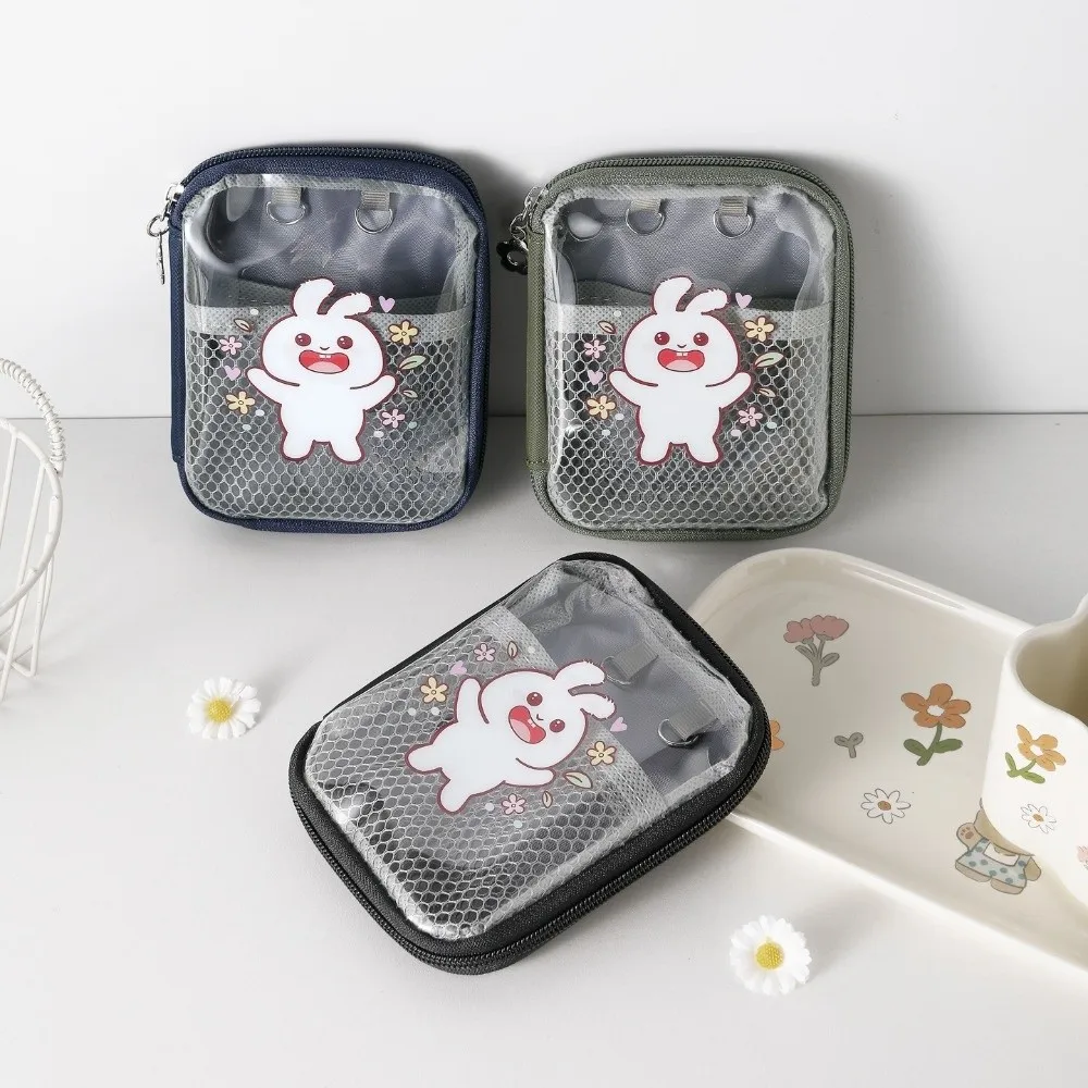 Durable Rabbit Print Mini Makeup Bag Portable Clear Small Cosmetic Pouch Multi-purpose Makeup Pouch Lipstick