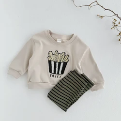 Baby Boys Clothes Cartoon Popcorn Toddler Infant Outfit Long Sleeves Top Pants 0-3 Years Newborn Kids Sets Sweatshirt 2Pcs