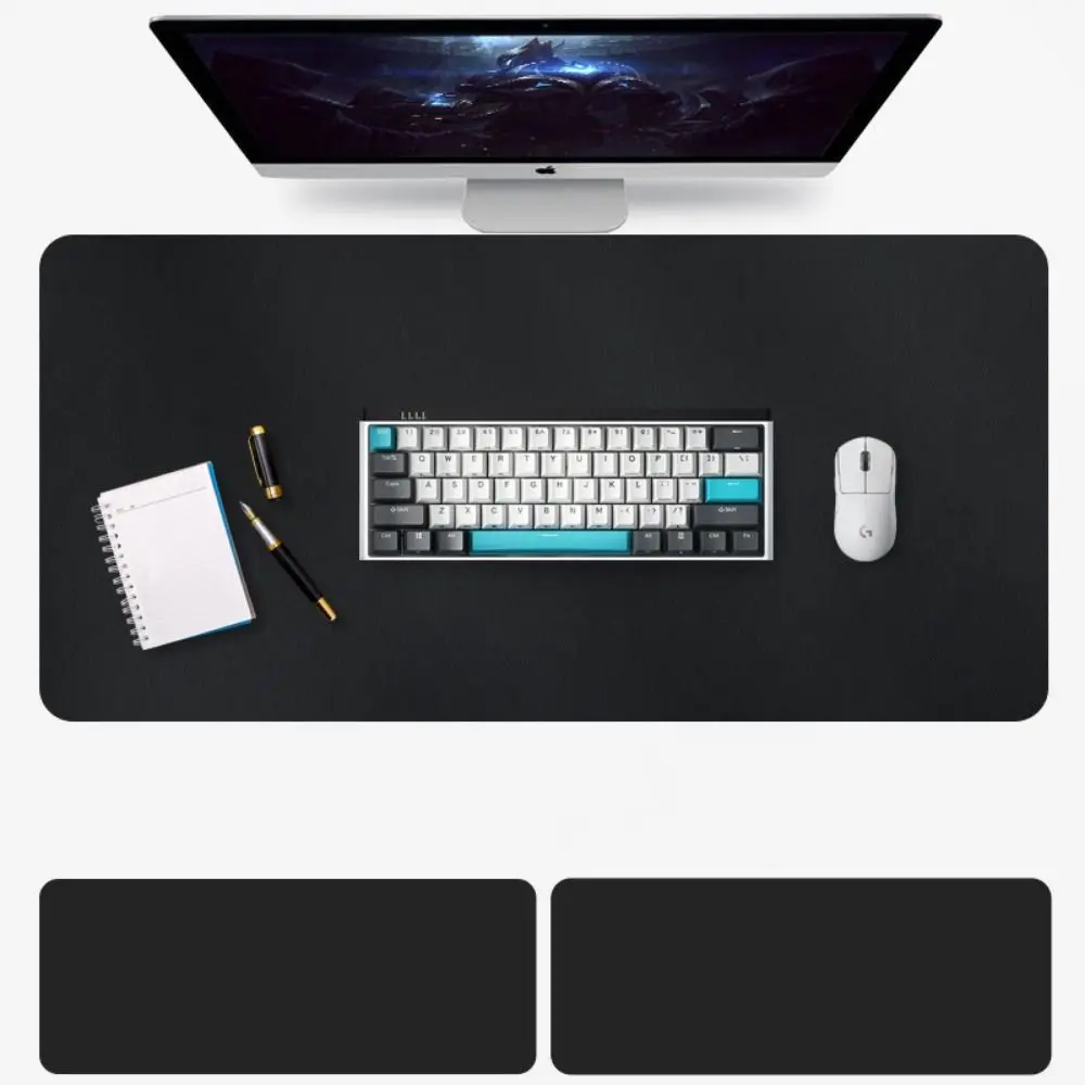 Easy Clean Dual Side PU Mouse Pad PU Leather Waterproof Table Cover Velvet Bottom Solid Color Desk Protector Mat Home