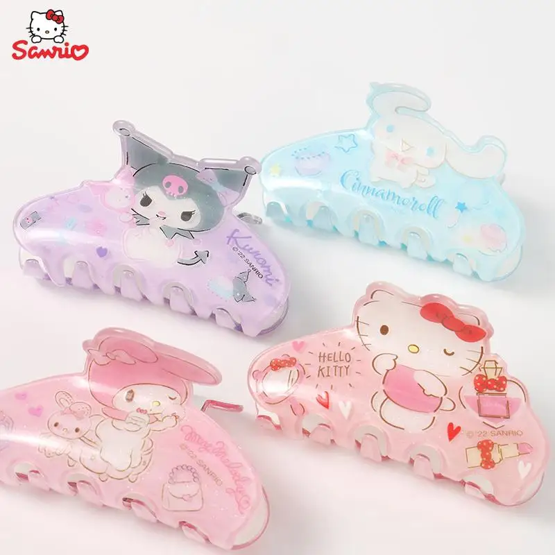 

Kawaii Sanrios Hello Kittys Cinnamoroll Kuromi Cartoon Cute Girl Hairpin Acrylic Hairpin Fine Flash Shark Clip Accessories Gift