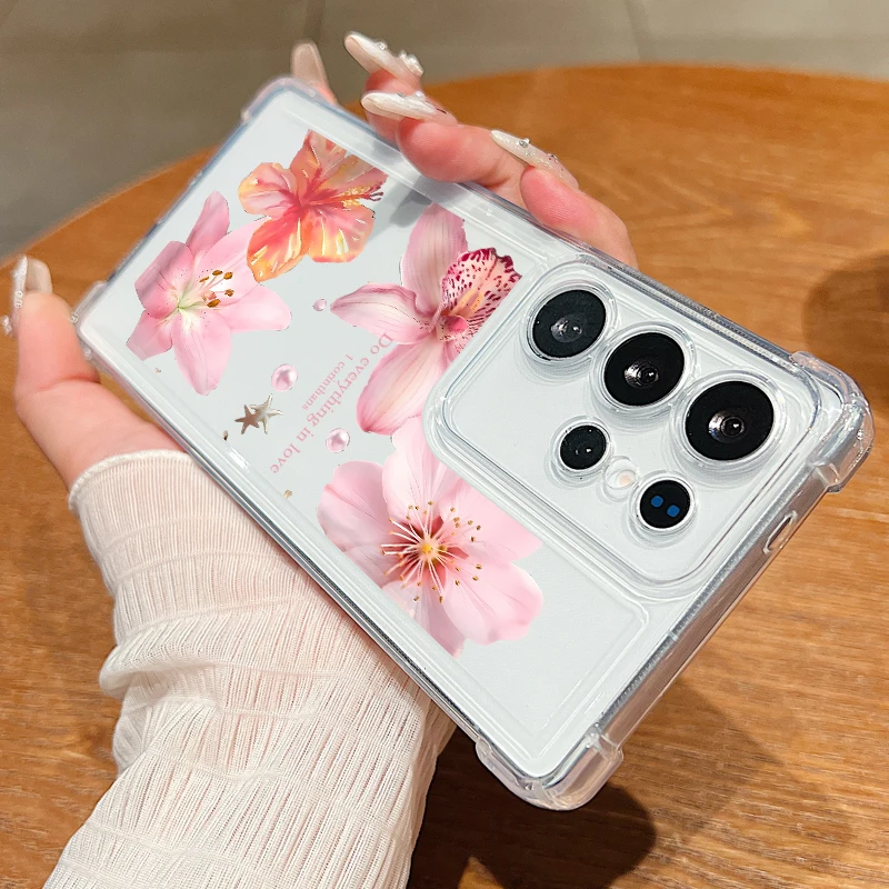 Funda de teléfono de silicona con flores de lirio para Samsung Galaxy S25 Edge S24 S23 S22 Ultra Plus S25 FE A17 A56 A16 A26 5G A55 A35 A54